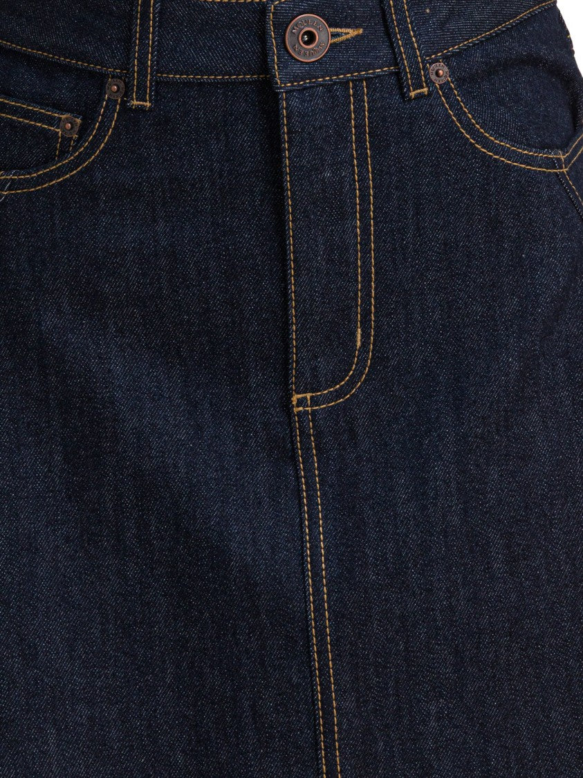 Alexander Mcqueen Structured A-Line Mini Skirt In Dark Indigo Denim