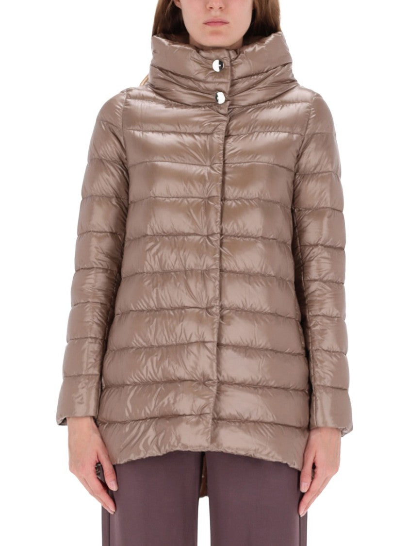 Herno Lightweight Quilted Jacket With High Collar And Flared Hem