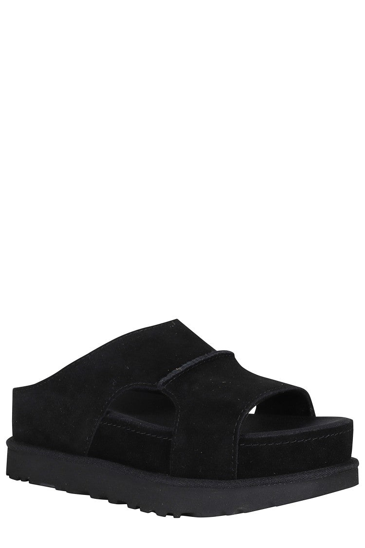 Ugg Black W Goldenstar Hi Cutout Slide Suede Mules