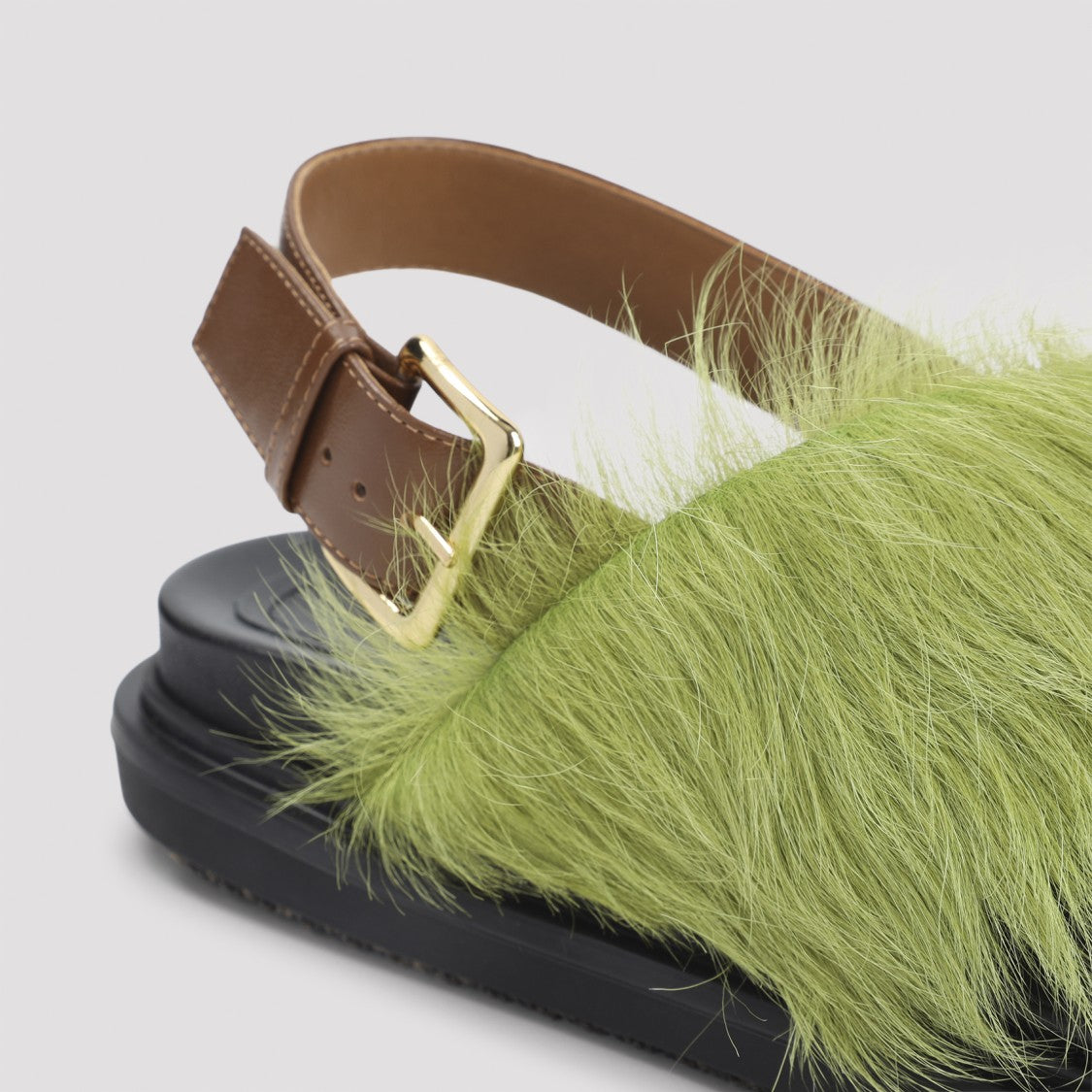 Marni Fussbett Brown And Lime Ovine Leather Sandals