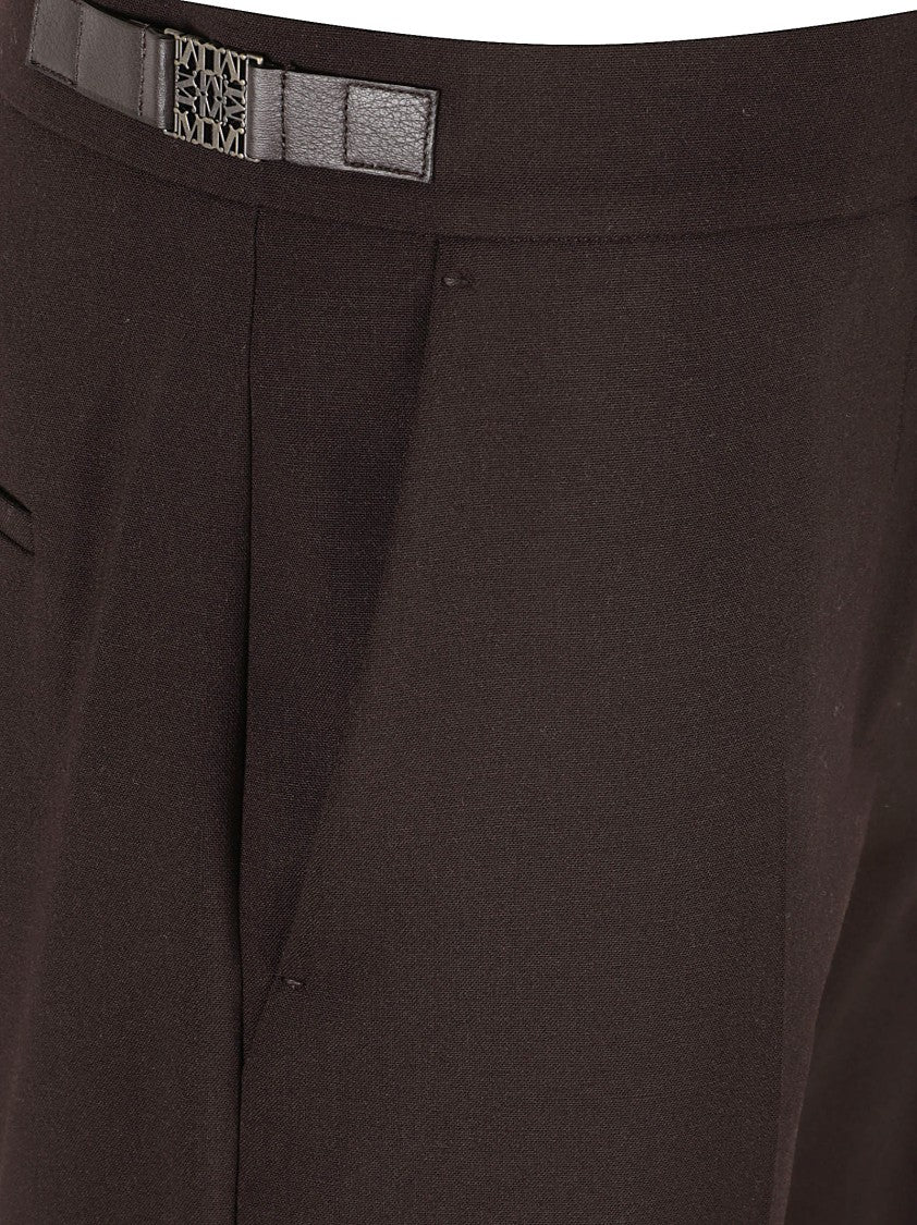 Max Mara Slim Tapered Tailored Pants With Leather Belt Detail