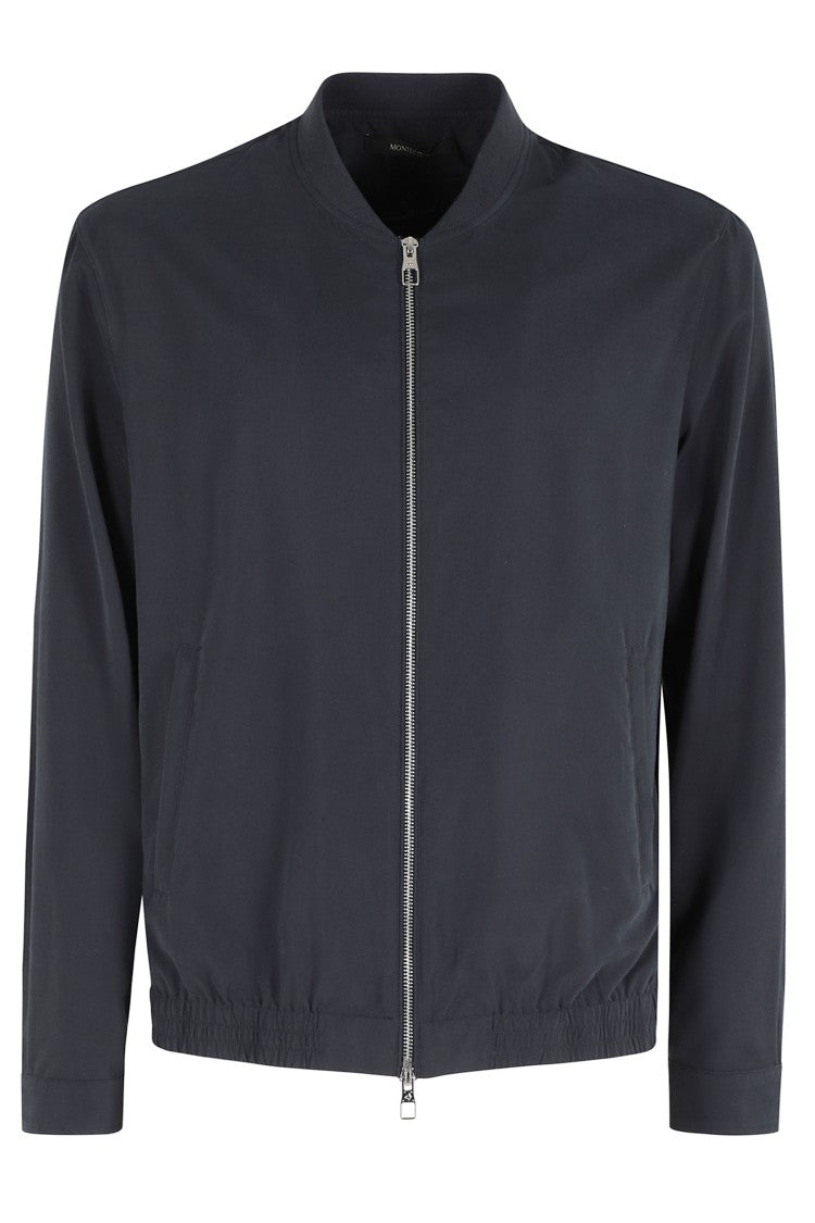Montecore Blue Microfiber Ribbed-Collar Polyester Bomber Jacket