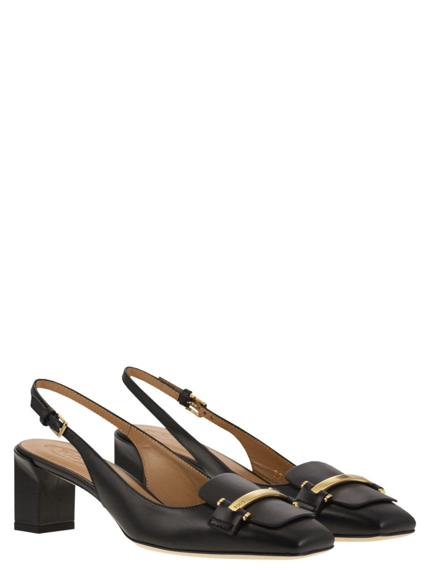 Tod's Calfskin Slingback Pump With Geometric Heel