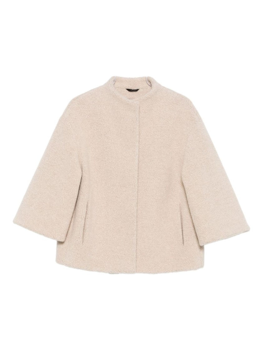 Cinzia Rocca Boxy Beige Jacket With Three-Quarter Sleeves