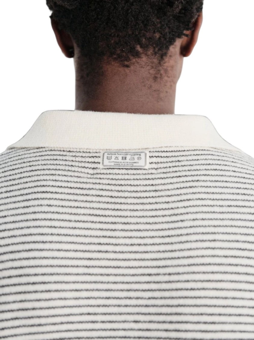 Mfpen Relaxed-Fit Contrast Collar Striped Sweater