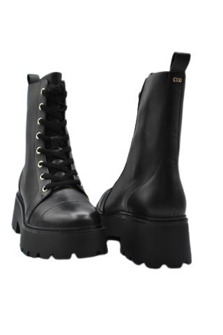 Michael Kors Black Leather Boots With Platform Sole