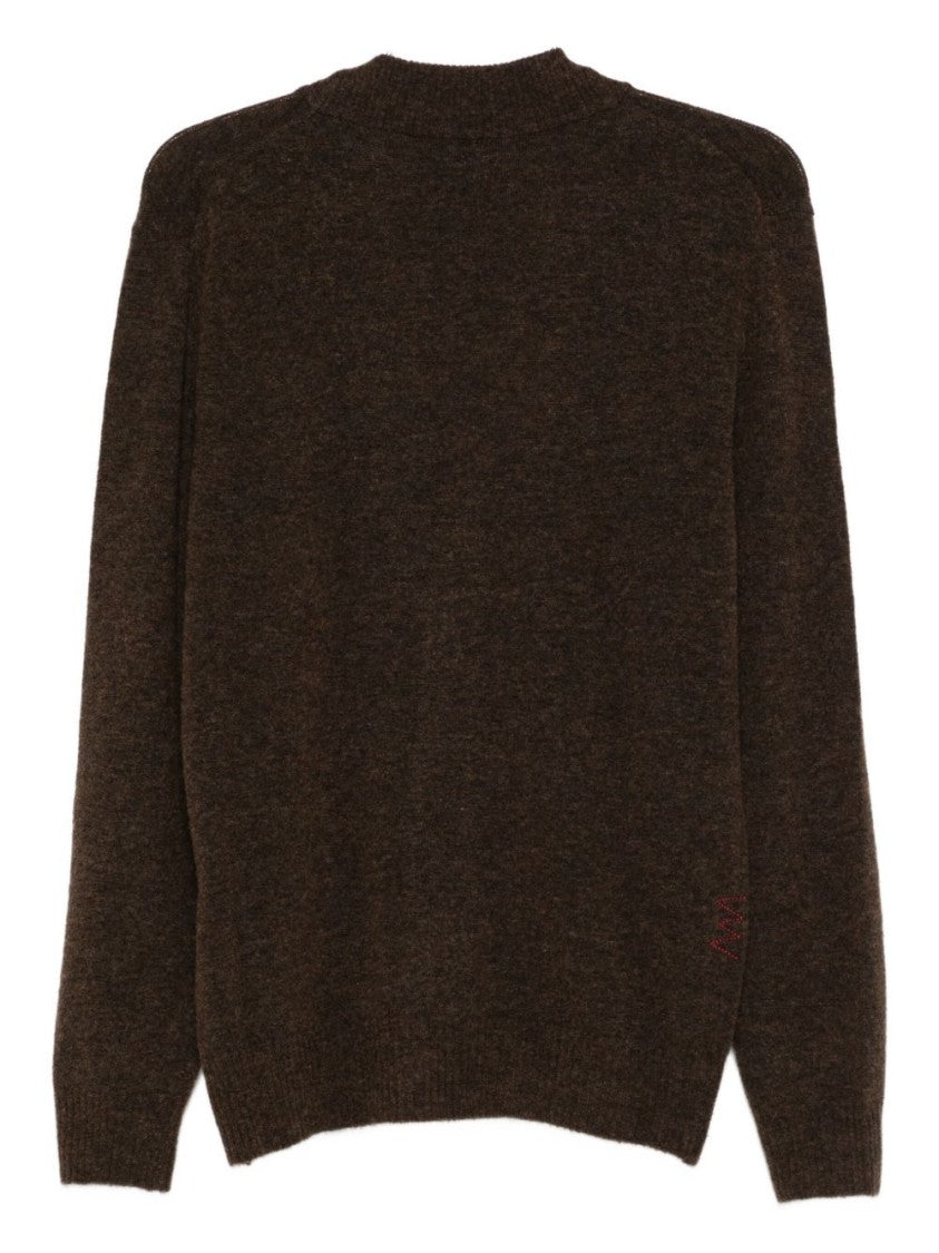 Amaranto Classic V-Neck Brown Cardigan With Button Closure