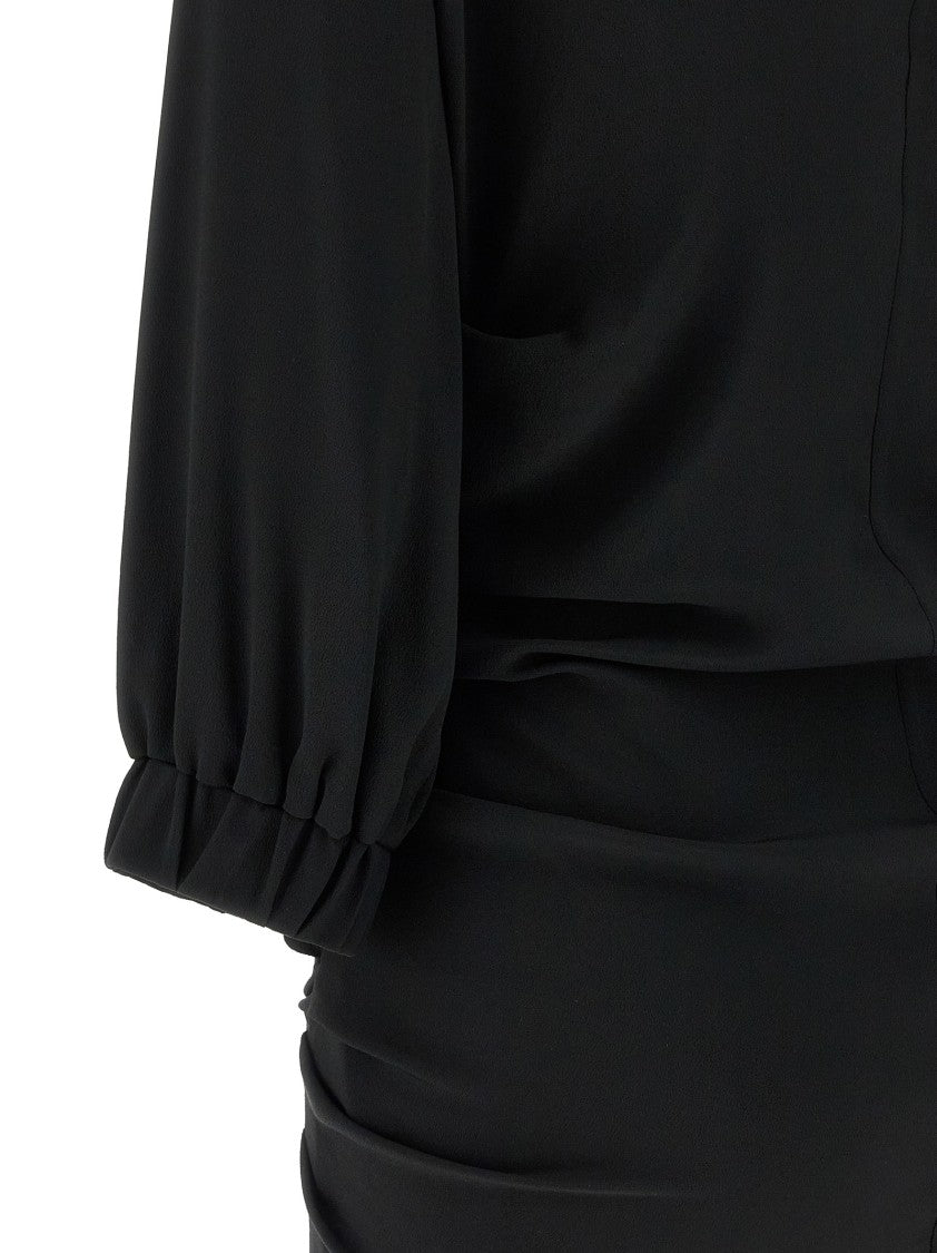 The Attico Silk Blend Crepe Top With Front Drape And Sash Detail