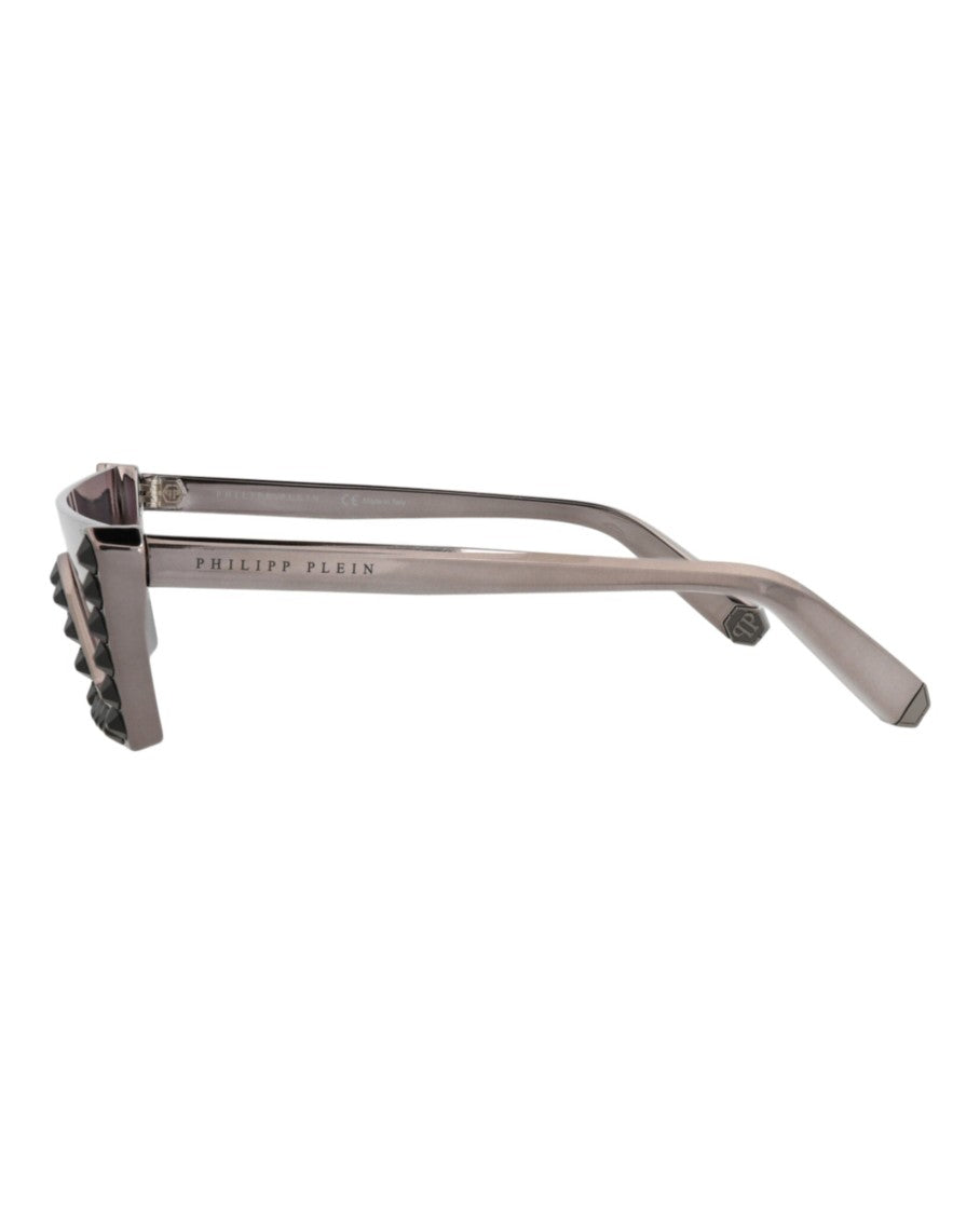 Philipp Plein Shield-Shaped Metal Sunglasses With Studded Accents