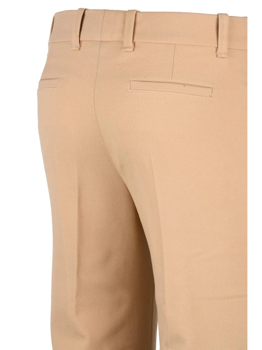 Chloé Beige Virgin Wool Stretch Trousers With Flared Leg Design