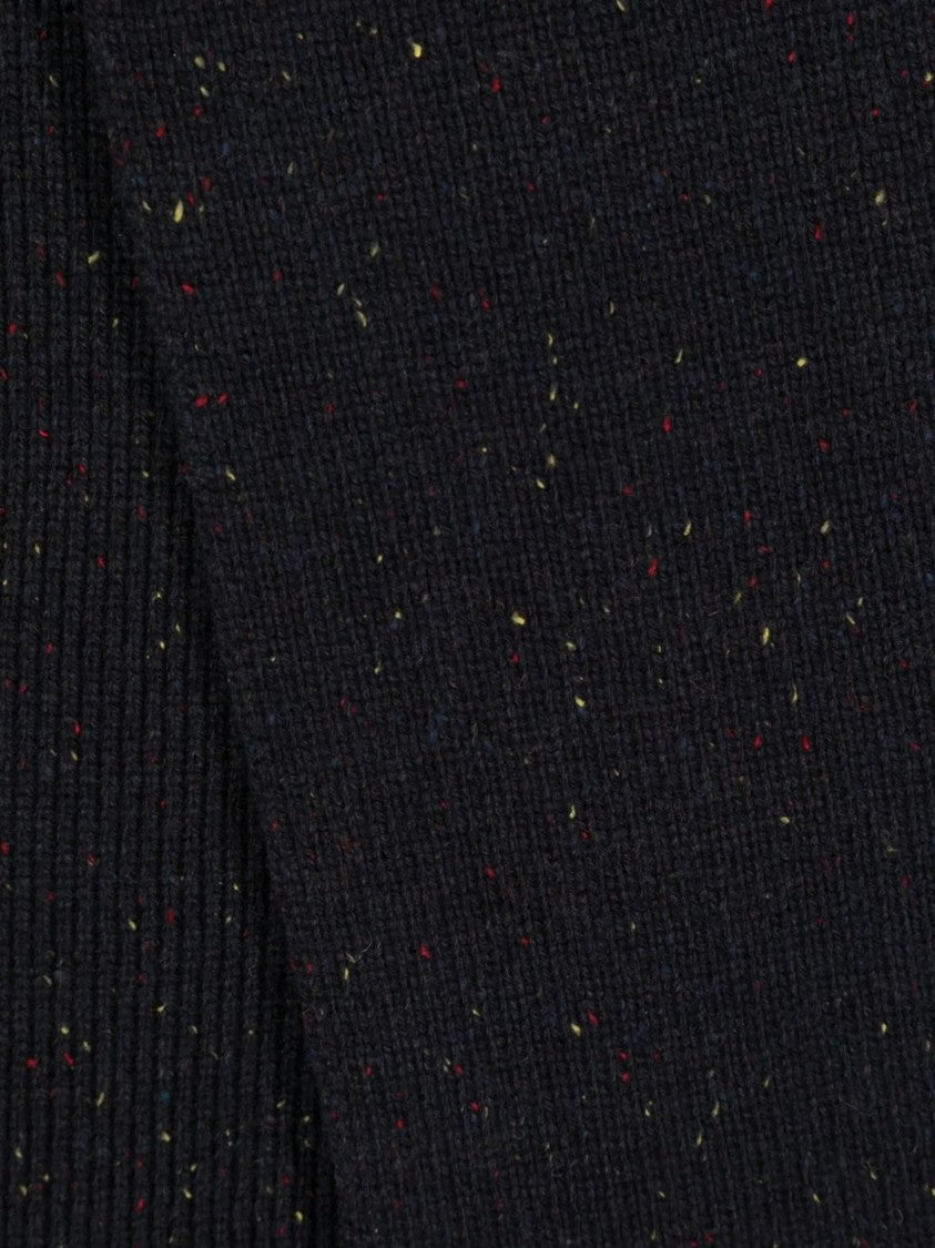 Barbour Textured Black Scarf With Multicolored Paint Splatters