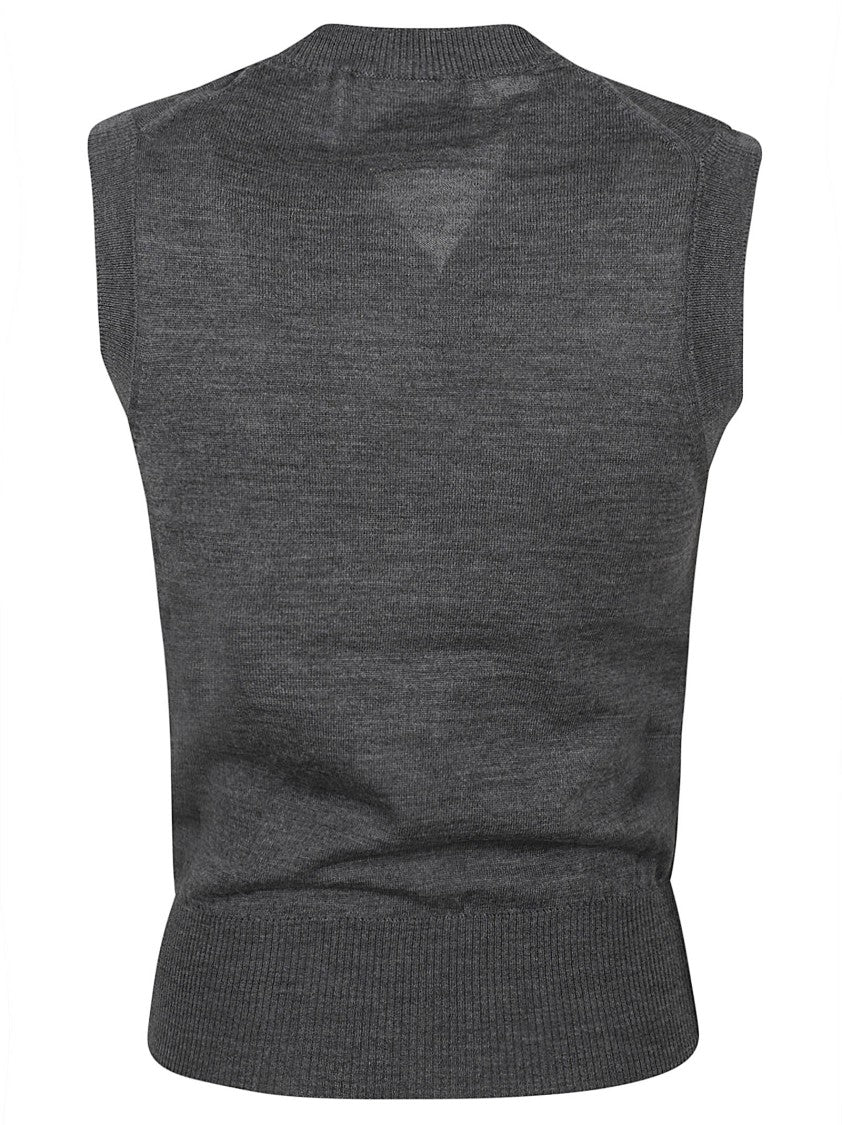 Ami Sleeveless Wool Vest With Classic Argyle Pattern