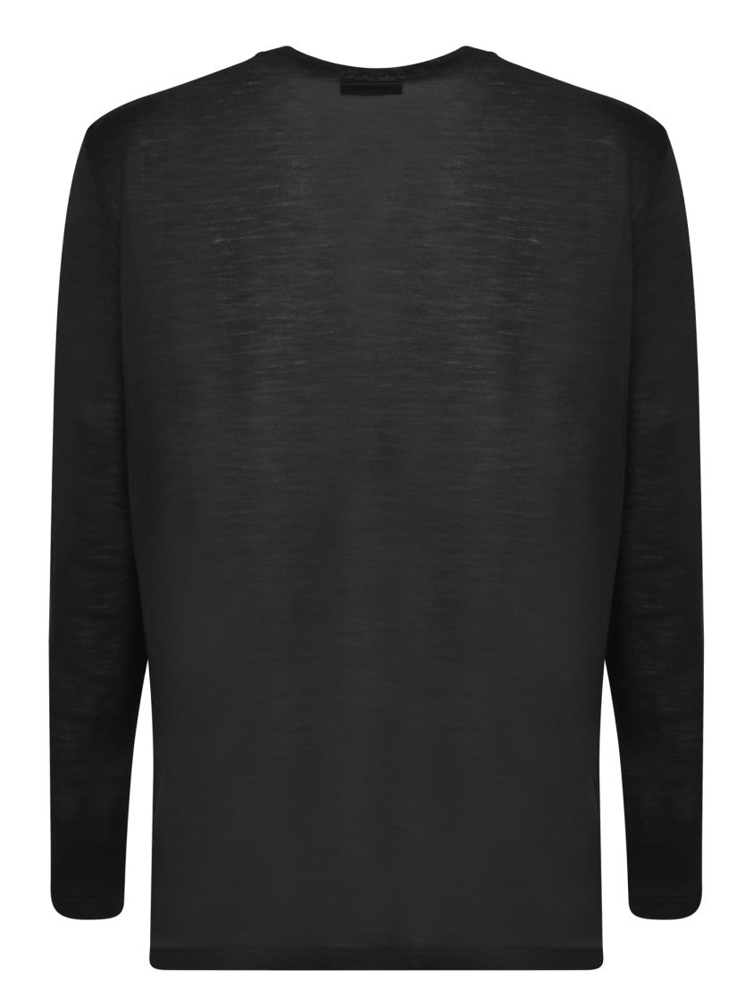 Dell'oglio Black Jersey And Wool T-Shirt