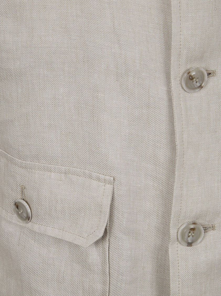 Barba Lightweight Linen Jacket With Stand Collar