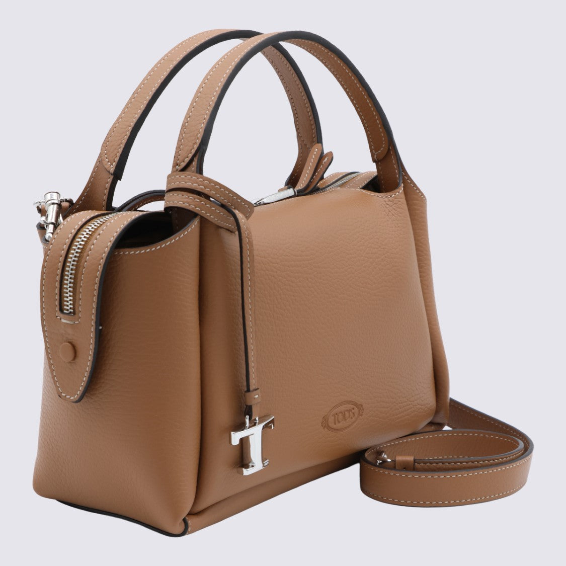 Tod's Textured Leather Handbag With Silver-Tone Charm
