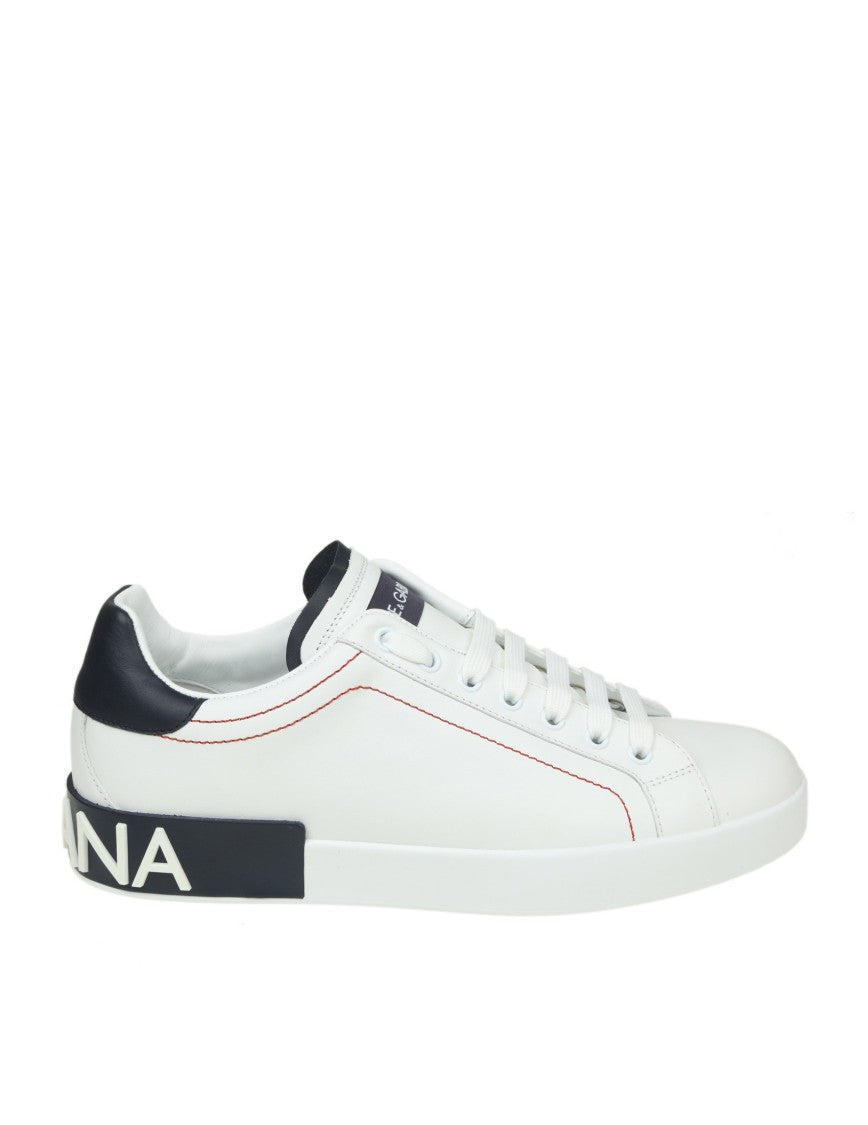 Dolce & Gabbana Portofino Sneakers In White Nappa Calfskin