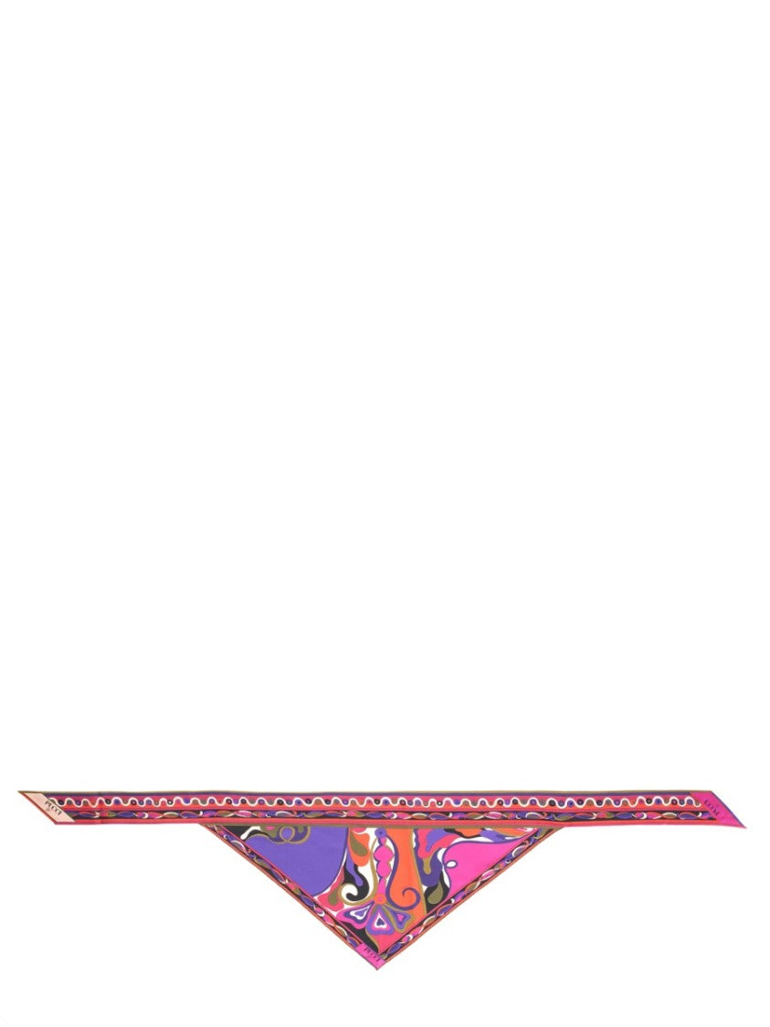Pucci "Bandeau" Triangle Scarf In Orchid Print