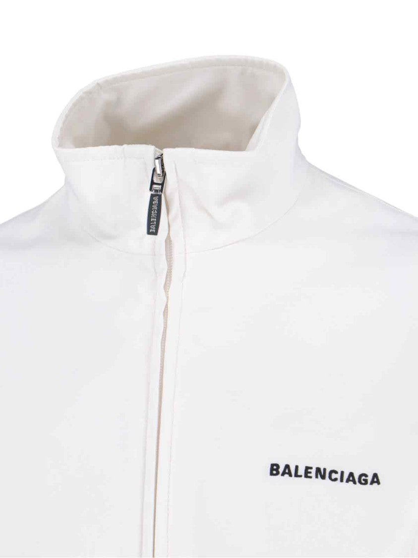 Balenciaga High Collar Zip Jacket With Bold Logo Detailing