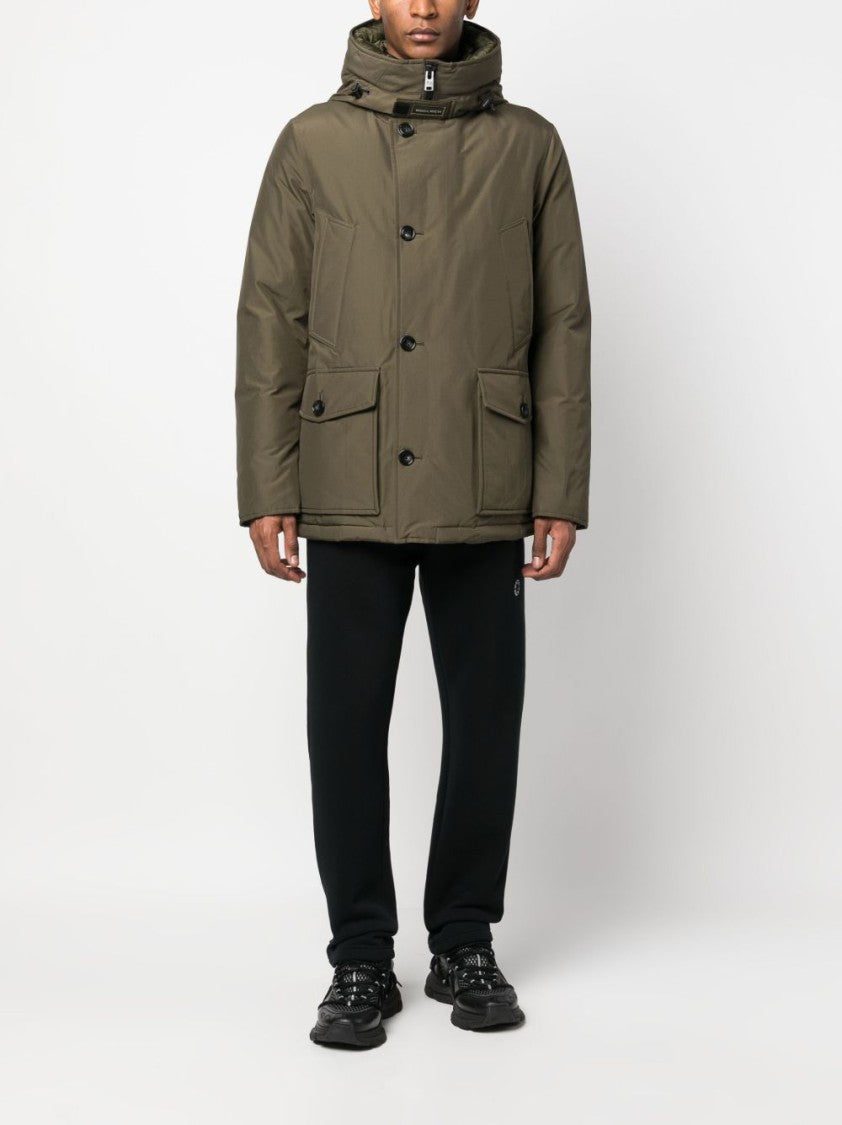 Woolrich Feather Down Padded Parka With Concealed Hood