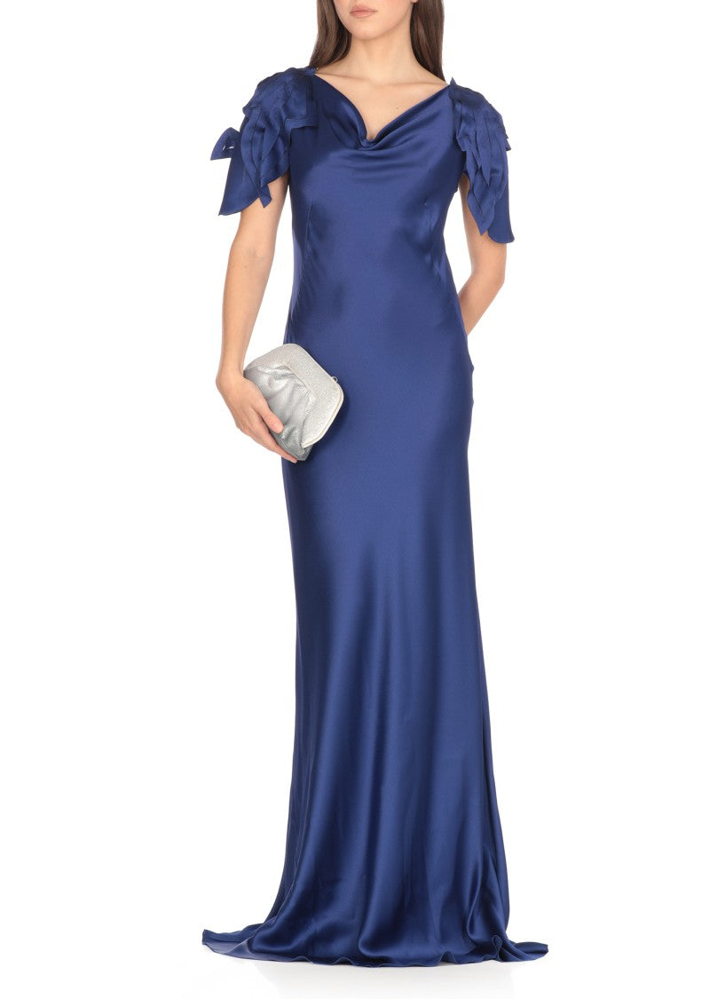 Alberta Ferretti Blue Silk Blend Dress
