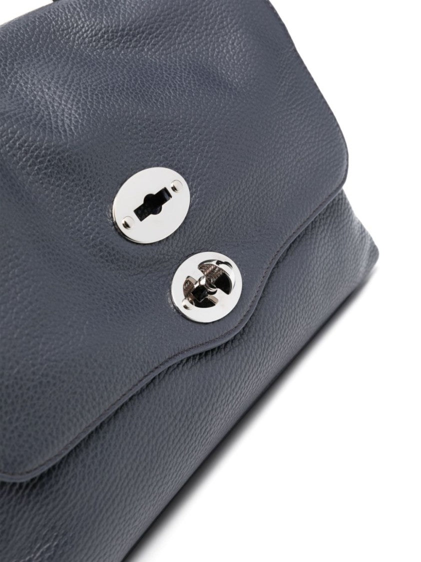 Zanellato Navy Blue Grained Texture Shoulder Bag