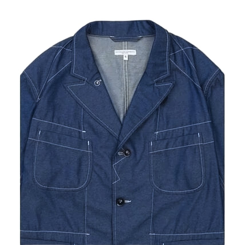 Jil Sander Structured Blue Cotton Jacket With Notched Lapel