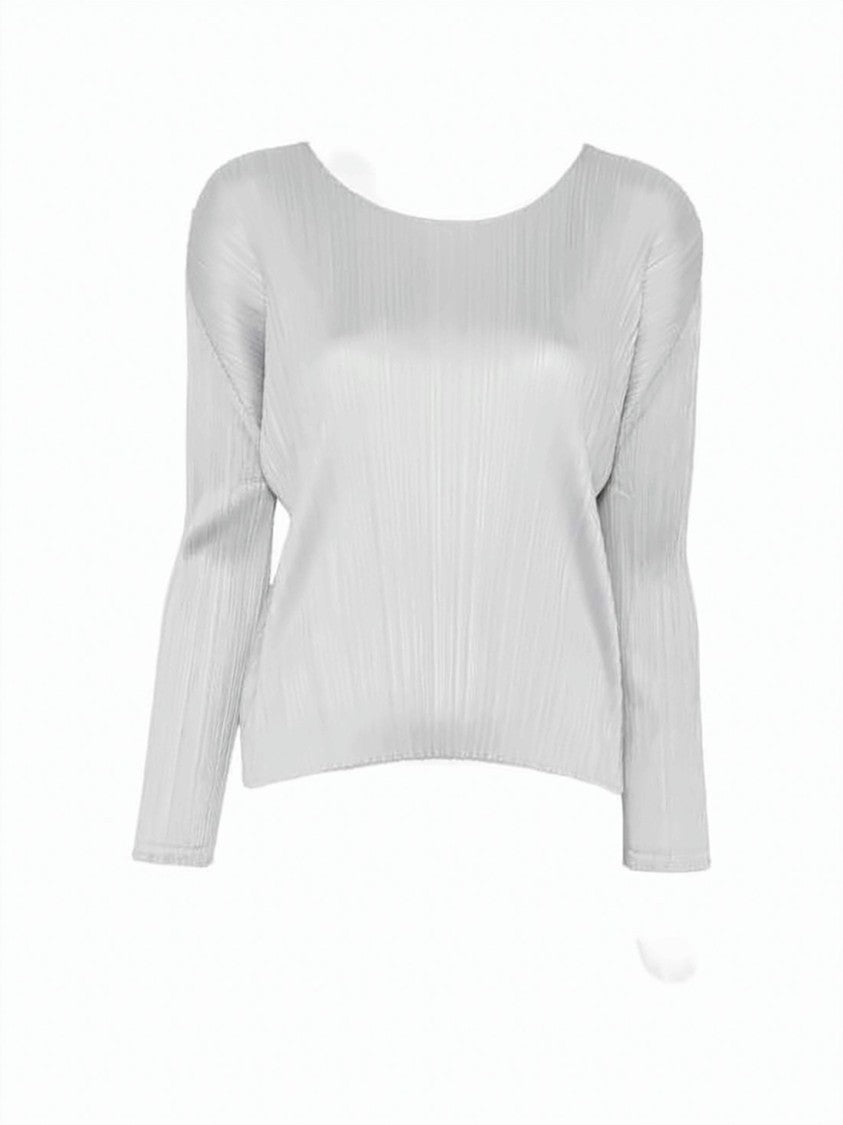 Pleats Please Pleated Texture Long-Sleeve Top With Cropped Hem