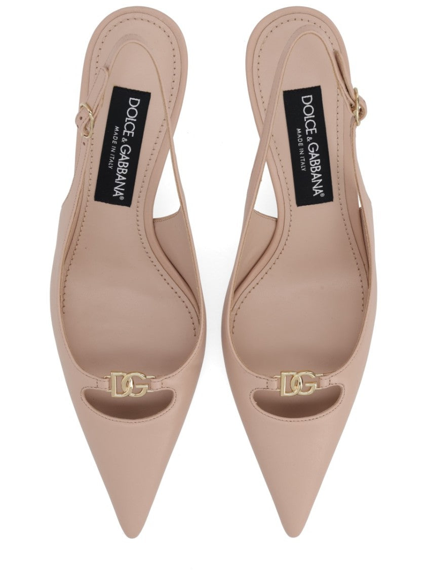 Dolce & Gabbana Neutrals Lollo Pointed Toe Leather Pumps