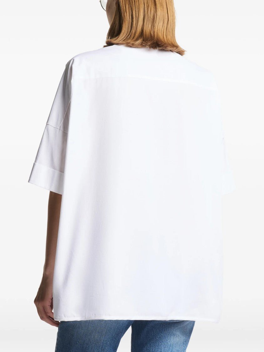 Fay Loose-Fitting White Short-Sleeved Pointed Shirt