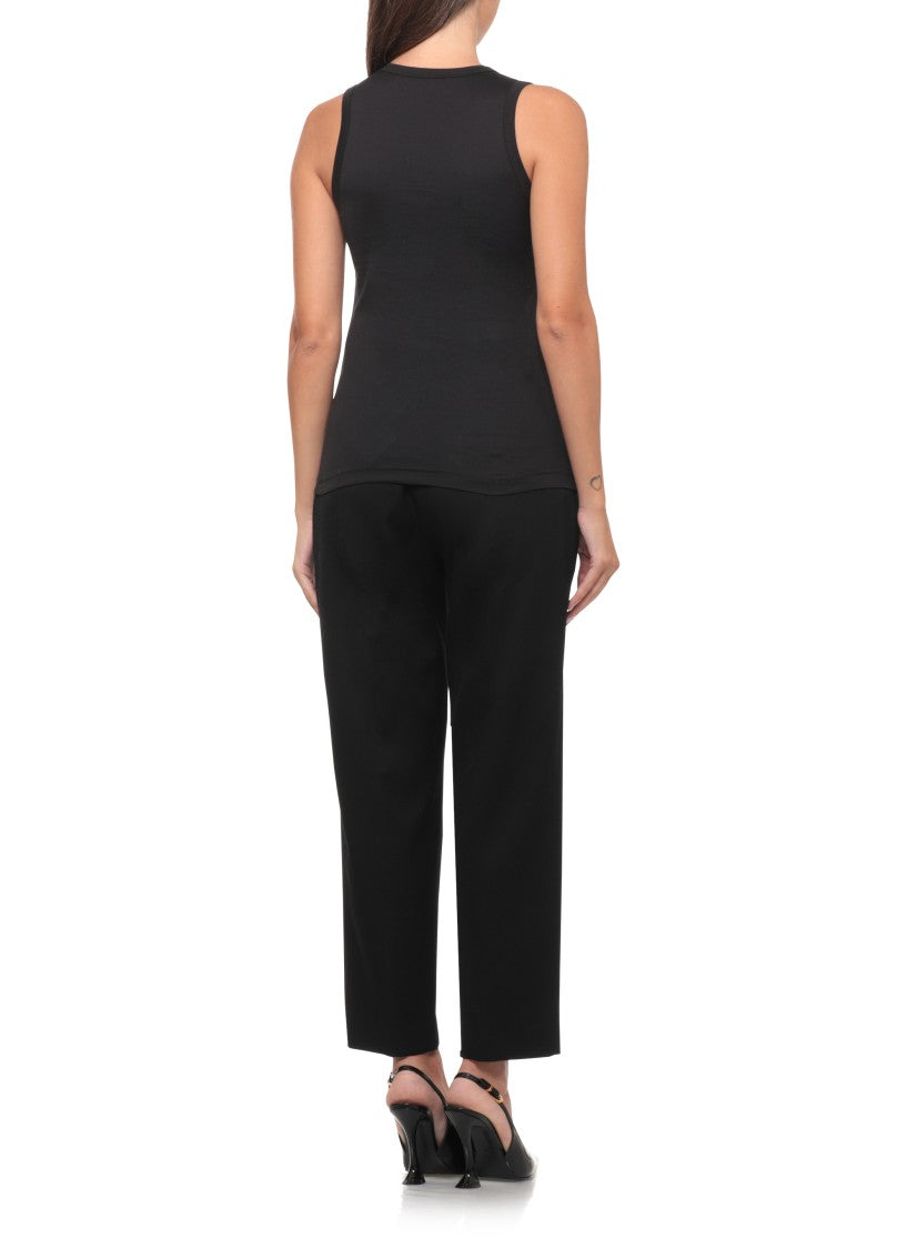 Lanvin Black Beaded Embroidered Cotton Tank Top