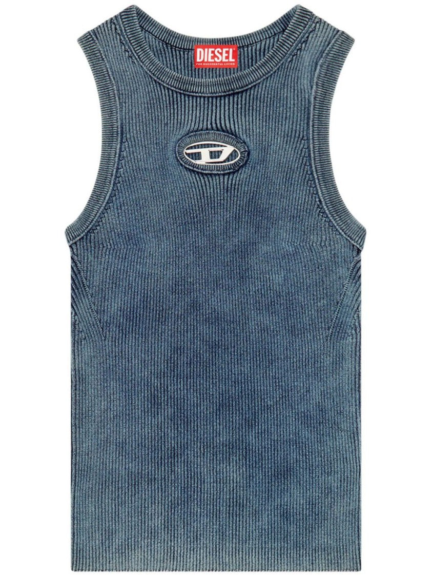 Diesel Ribbed Sleeveless Top With Distinctive Logo Detail