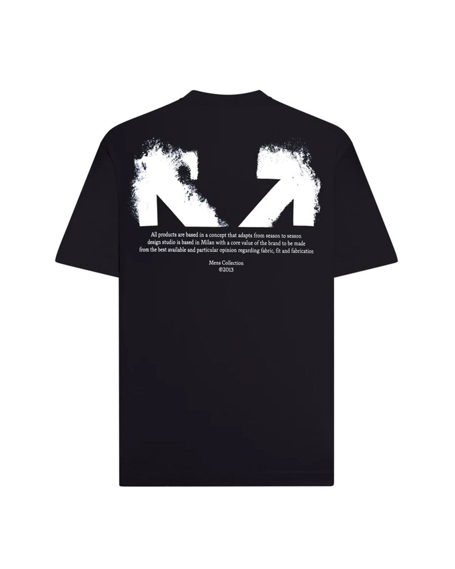 Off-White Black Crew Neck T-Shirt With Distressed Half Arrows Design