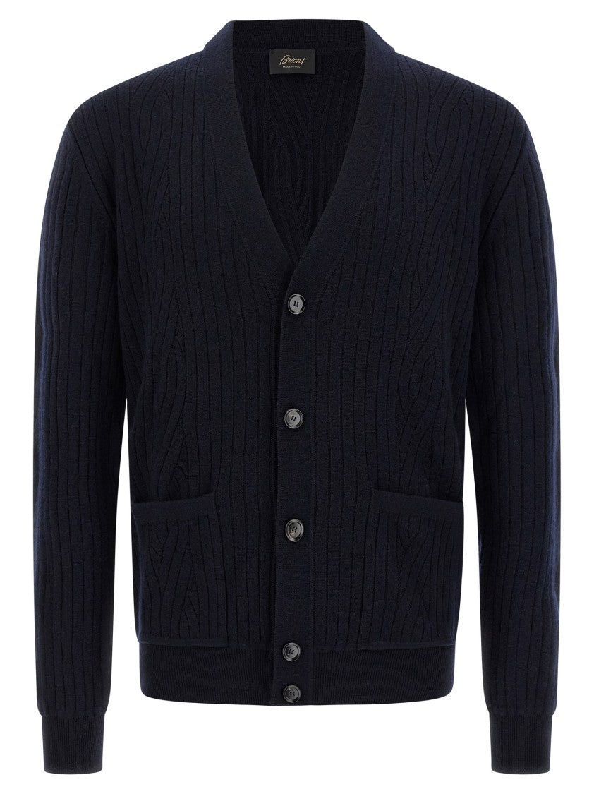 Brioni Ribbed And Braid Cardigan
