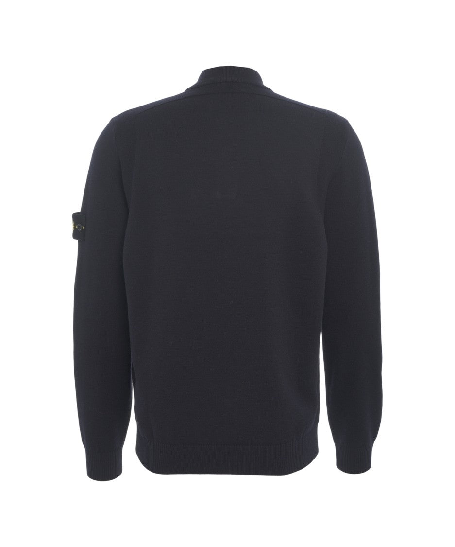 Stone Island High-Collar Knitwear With Half-Button Closure