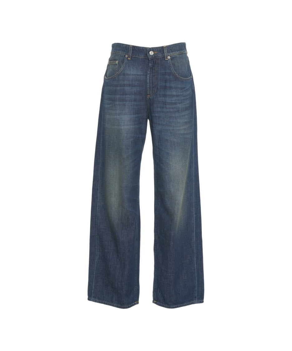 Department Five Relaxed Fit Wide Leg Denim Jeans With Distinctive Detail