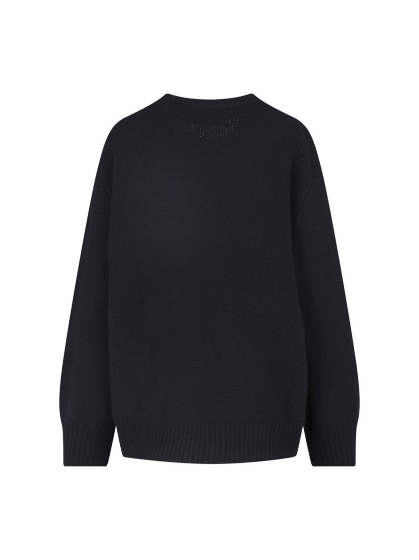 Lisa Yang Black Relaxed Fit Crew Neck Knit Sweater