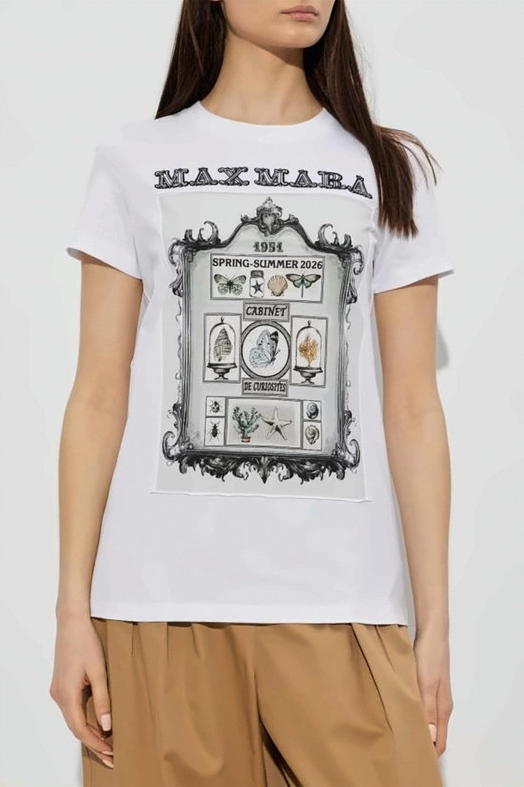 Max Mara Graphic Print White Short-Sleeved T-Shirt