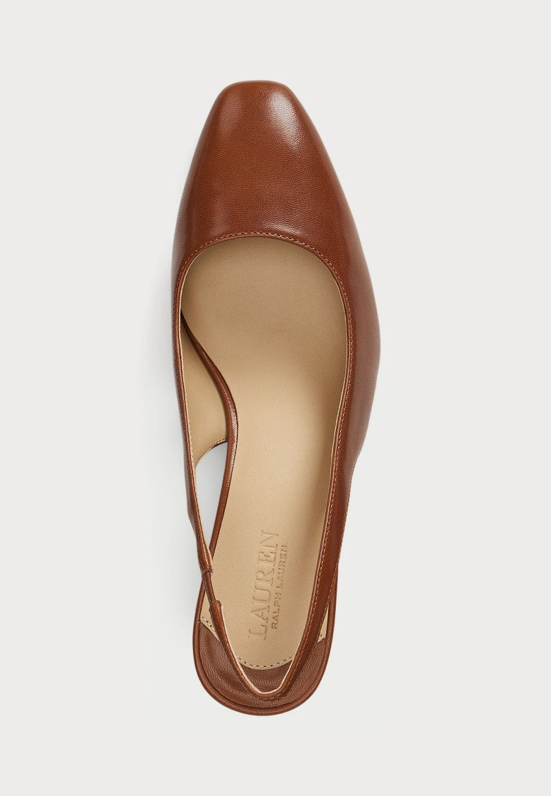 Lauren Ralph Lauren Brown Klaire Leather Slingback Pumps