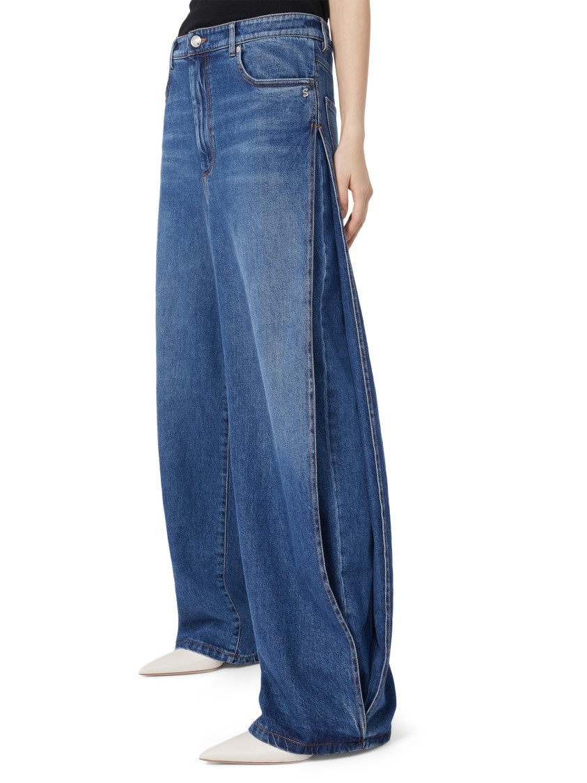 Max Mara Wide-Leg Blue Jeans With Vintage Wash