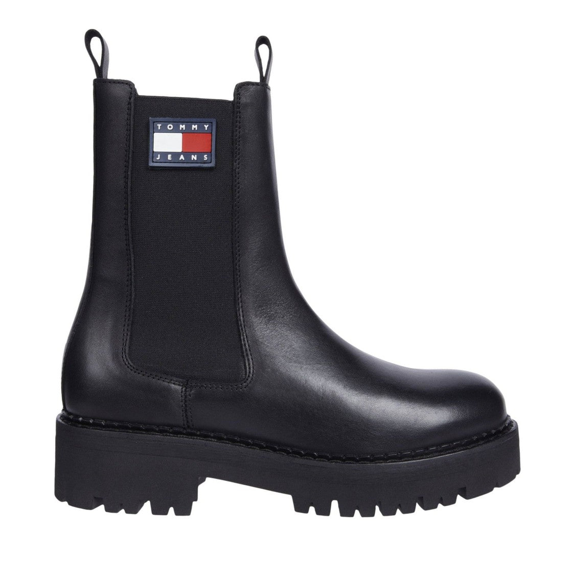 Tommy Jeans Black Urban Leather Slip-On Chelsea Boots