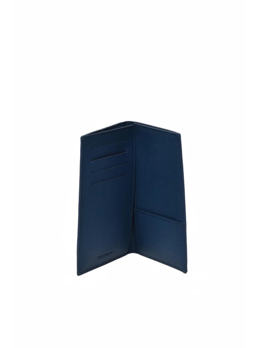 Emporio Armani Blue Polyurethane Saffiano Cardholder