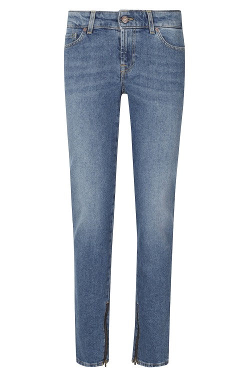 7 For All Mankind Midtown Blue Low-Rise Skinny Jeans