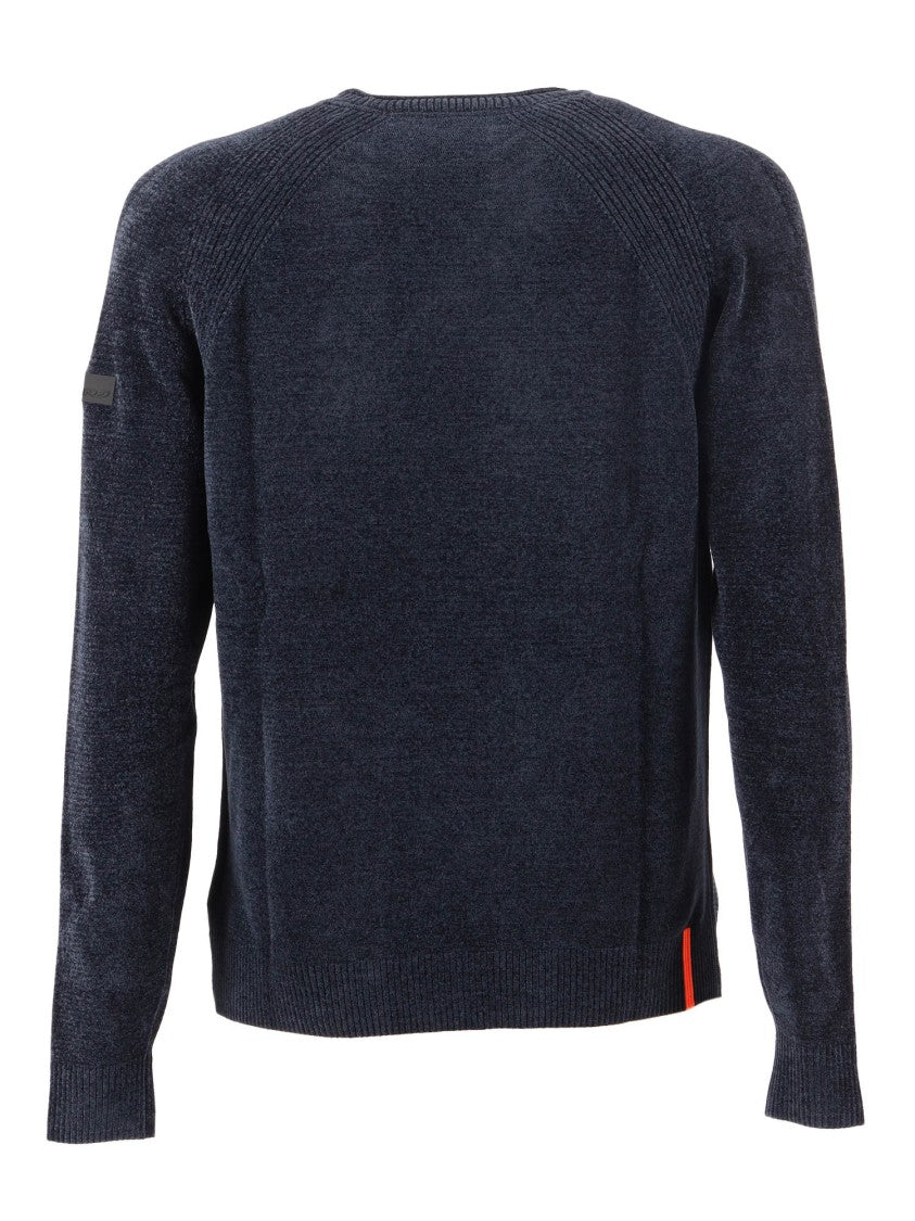 Rrd Blue Velvet Round Knit With Ribbed Detailing
