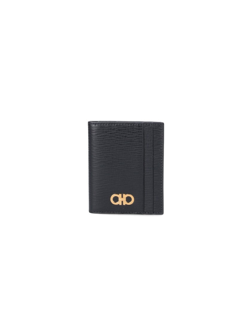 Ferragamo Gancini' Bi-Fold Wallet – Black