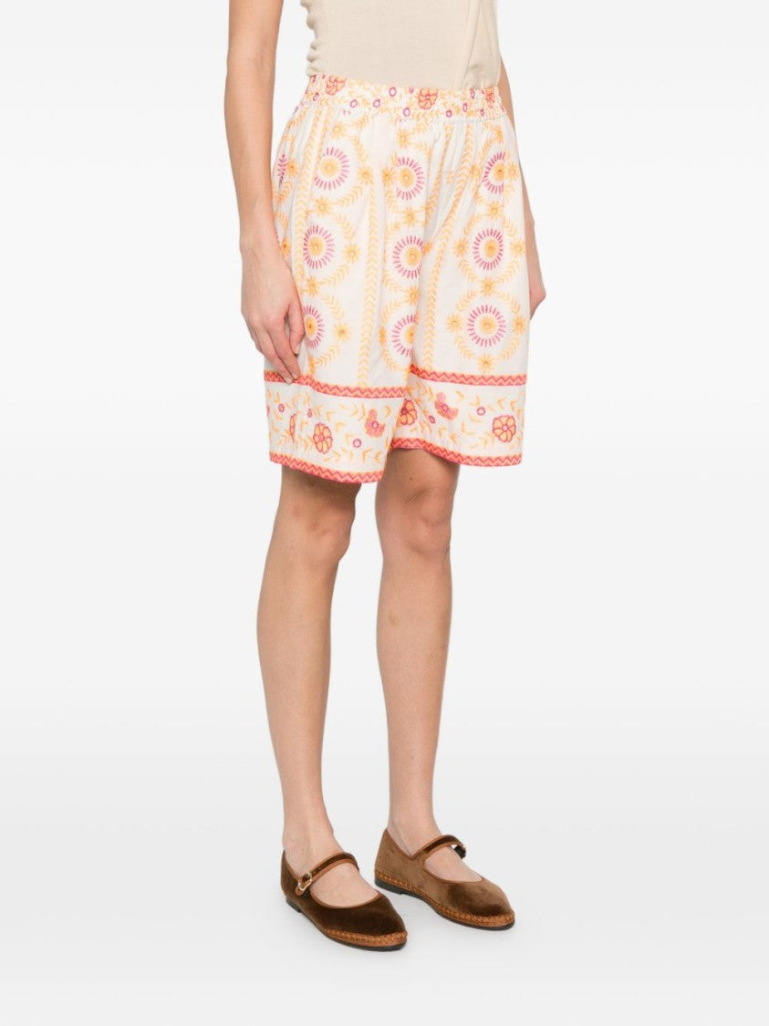 Twinset U&B White Floral Embroidered Shorts
