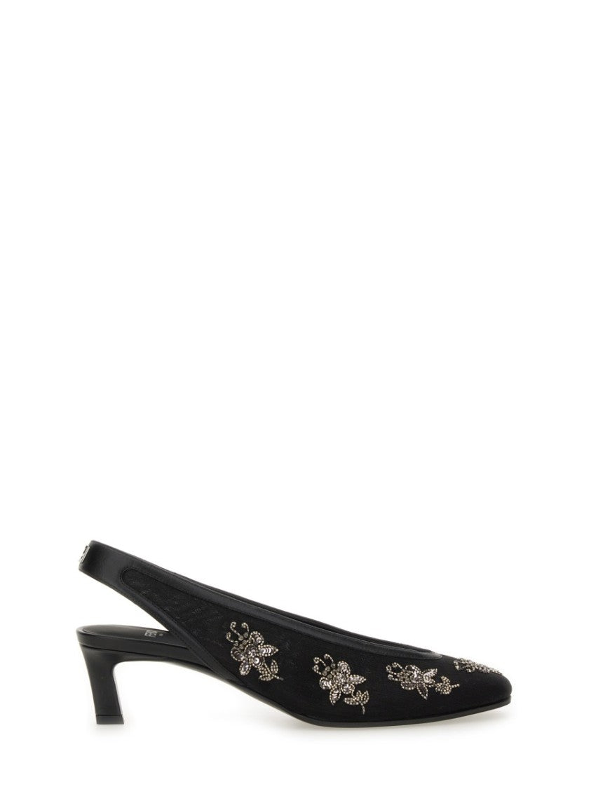 Fendi Intricate Floral Embroidery Slingback Shoes
