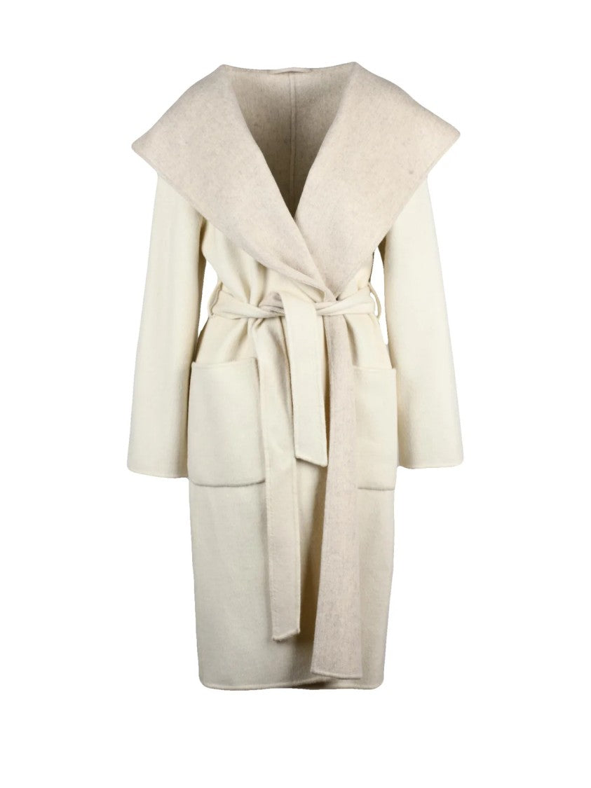 P.A.R.O.S.H. Reversible Belted Coat With Oversized Collar And Textured Wool