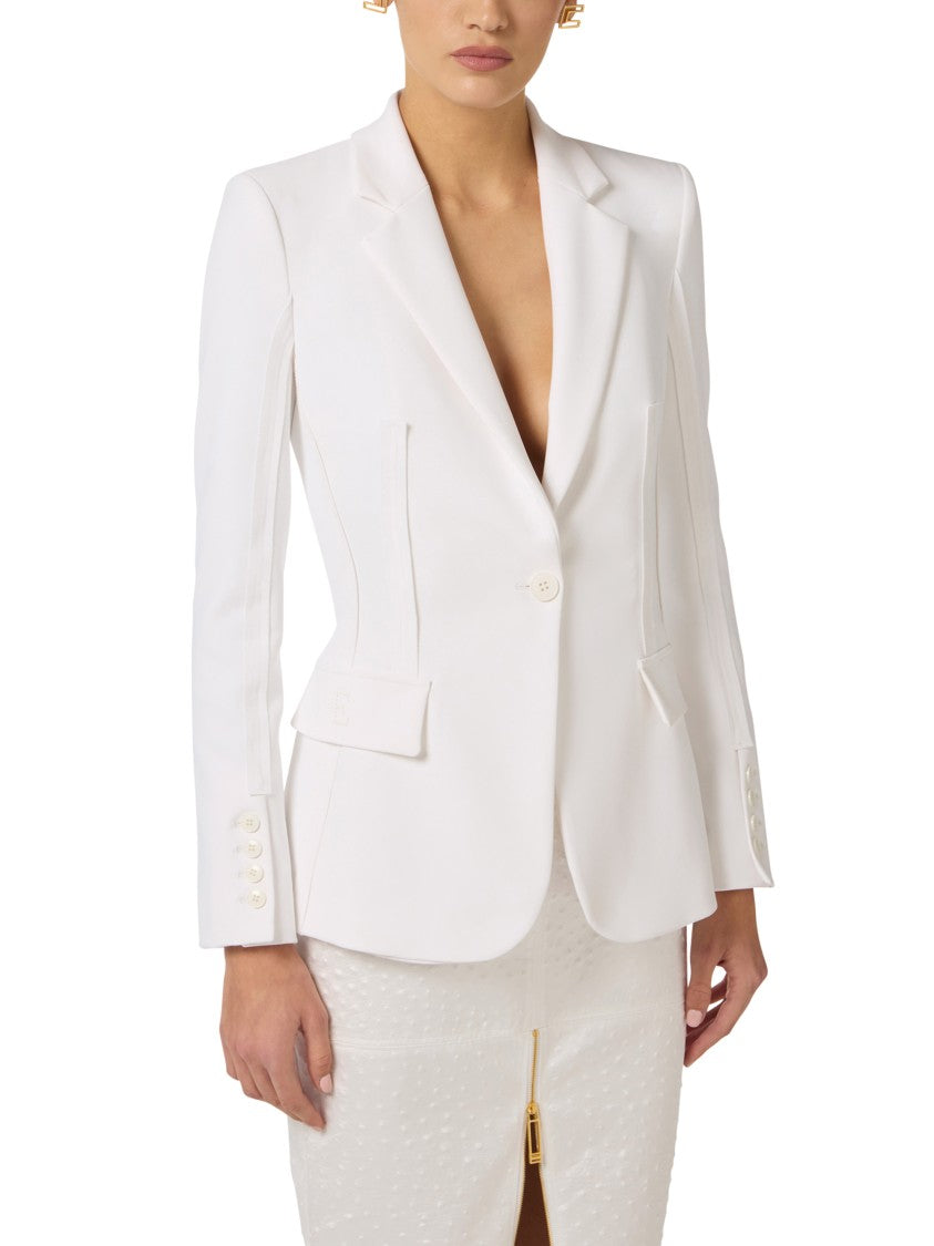 Elisabetta Franchi Tailored White Blazer With Structured Silhouette