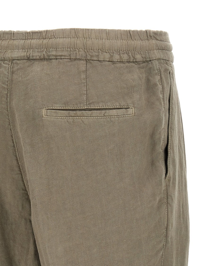 Brunello Cucinelli Garment-Dyed Linen Trousers With Adjustable Waist And Pockets