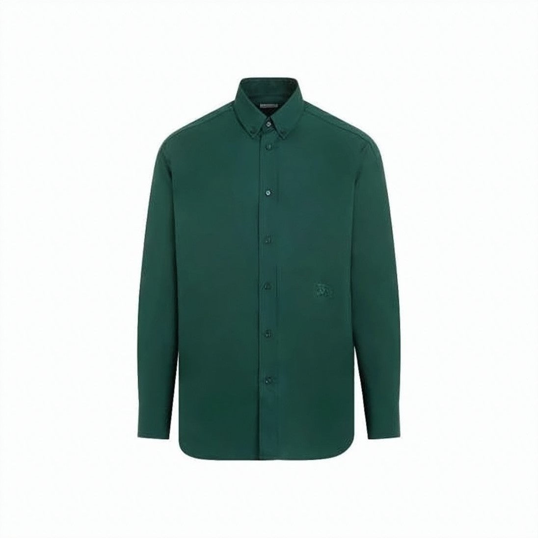 Burberry Long-Sleeve Deep Green Shirt With Button-Down Collar